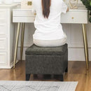 Adeco Faux Leather Storage Ottoman Bench with Wood Legs, 17.7" Square Mixed Grey PU Cube Foot Stool, Upholstered Button Tufted Vanity Chair with Hinged Lid for Living Room, Bedroom, Dorm by CozyNest Decor