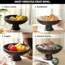 Folkulture Wooden Fruit Bowl for Kitchen Counter | 12" Large Premium Eco Friendly Banana Fruit Basket for Kitchen | Black Wood Bowl with Holder, Pedestal for Table Decor, Centerpiece for Dining Table by CozyNest Decor
