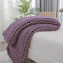 Bigacogo Chunky Knit Throw Blanket for Couch, 40x40 inches, 100% Hand Knitted with Thick Jumbo Chenille Yarn, Cozy Soft Large Rope Knot Cable Crochet Blankets for Sofa Bed Living Room, Winter Grape by CozyNest Decor