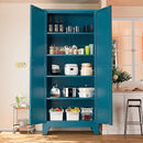 71'' Farmhouse Metal Storage Cabinet with Barn Doors,Steel File Cabinet for Home Office,Kitchen Pantry 4 Adjustable Shelves,Freestanding Cupboard for Kitchen,Home Office (Peacock Blue) by CozyNest Decor