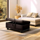 Ottoman Rectangular Storage Ottoman Bench, Faux Leather Footrest, Coffee Table, Stool Footstool with Hinged Lid for Living Room, Bedroom, Entryway, Brown, 28.5"x19"x17.5" by CozyNest Decor
