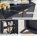 OKD Fluted Kitchen Pantry, 72" Tall Mid Century Modern Storage Cabinet with Adjustable Shelves & Door Organizer, Wood Cabinet for Kitchen, Living Room, Dark Grey by CozyNest Decor