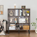 LEYAOYAO 8 Cube Bookshelf,Farmhouse Bookcase with Legs,Modern Dirty Grey Mid-Century Bookshelves,Large 3 Tier Open Storage Organizer Shelf, Retro Wood Display Book Case by CozyNest Decor