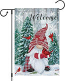 Heyfibro Welcome Christmas Garden Flag Winter Gnome Garden Flags 12x18 Double Sided Burlap Cardinals Snowflakes Snow Garden Yard Flags for Seasonal Outside Outdoor House Decoration (ONLY FLAG) by CozyNest Decor