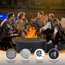 3-Piece Outdoor Fire Pit Table, 32 Inch Propane Fire Table 65,000 BTU Black Round Gas Firepit, Baking Sheet, Wind Guard and 16 inches Tank Side Table for Deck, Backyard and Pool, Black by GreenHaven Gardens