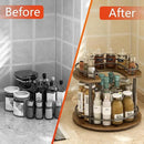 2 Tier Lazy Susan Organizer,2-Tier Spinning Spice Rack with Stable Carousel Base & 4 Height Settings for Cupboard Kitchen Countertop Dining Table Cupboard (Round) by CozyNest Decor