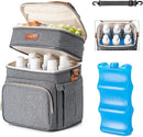 Insulated Breastmilk Cooler Bag with Ice Pack - Holds 6x9oz Bottles, Leakproof Double Layer, Baby Bottle Cooler Bag with Adjustable Strap for Nursing Moms, Daycare & Travel by TinyTreasures Baby Boutique
