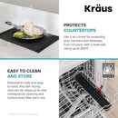 KRAUS Multipurpose Over-Sink Roll-Up Dish Drying Rack, Colander and Trivet in Aqua, KRM-10AQ by CozyNest Decor