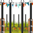 LAND·VOI 4 Pack String Light Poles, 9FT Heavy Duty Metal Light Poles for Outside String Lights, Outdoor light poles with 5 Prong Fork, Light Pole Stand for Patio, Backyard, Garden, Deck, Black FLP14B by GreenHaven Gardens