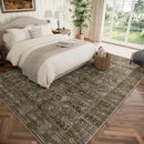 Washable 8x10 Area Rugs for Living Room, Boho Non-Slip Silicone Backing Rugs for Bedroom Dining Room Nursery Office, 0.3" Neutral Oriental Throw Carpet with 0.16" Cushioning Pad, Deep Brown/Multi by TinyTreasures Baby Boutique