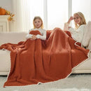 Snuggle Sac Orange Waffle Blanket for Couch Bed Sofa 60x80 inches, Reversible Soft Throw Microfiber Fluffy Fuzzy Cozy Knit Twin Blanket for Women Mothers Birthday Gifts by CozyNest Decor