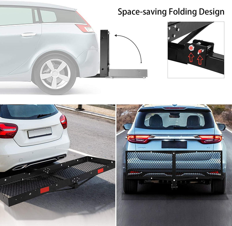 60 x 20-inch Hitch Folding Cargo Carrier Mount, Fit 2" Receiver, 500 LBS Capacity Mesh Hitch Cargo Rack