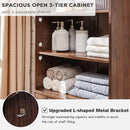 72" Tall Bathroom Storage Cabinet, Farmhouse Storage Cabinet with Adjustable Shelves, Barn Door & 2 Drawers, Cabinet for Bathroom, Living Room & Kitchen, Brown by CozyNest Decor