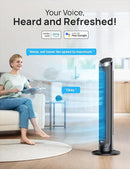Dreo Smart Tower Fan for Bedroom, 90° Oscillating 40" Standing Fan, 26ft/s High-Speed 5 Speeds 4 Modes, Quiet Room Floor Fans, Touch/Remote/APP & Voice Control, Work with Alexa, 12H Timer, Silver