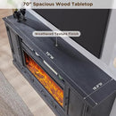 Fireplace TV Stand for 80 Inch TV, 35.7" Tall Farmhouse Entertainment Center W/36'' Electric Fireplace, Media Console with Large Storage Cabinets and Drawers for Living Room, Black by CozyNest Decor