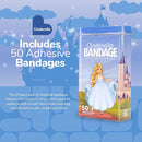BioSwiss Bandages, Princess Cinderella Shaped Self Adhesive Bandage, Latex Free Sterile Wound Care, Fun First Aid Kit Supplies for Kids and Adults, 50 Count by TinyTreasures Baby Boutique