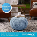 BIRDROCK HOME Round Pouf Ottoman | Cotton Braided Foot Stool with Bean Bag Filling | Boho Foot Rest for Living Room & Bedroom | Compact & Comfortable Seating, Lightweight & Soft | Soft Blue by CozyNest Decor