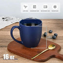 16oz Coffee Mugs Set of 6, Large Ceramic Modern Coffee Mugs With Handle For Tea,Latte,Cappuccino,Cocoa. Dishwasher.Microwave Safe (Matte Blue) by CozyNest Decor