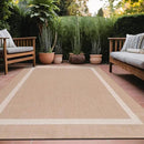 Bordered Outdoor Rug 9x12 Washable Outside Carpet for Indoor Patio Porch Waterproof Easy Cleaning Non Shedding Area Rugs Beige 9 x 12 by CozyNest Decor
