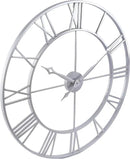 CLXEAST Large Modern 30 Inch Wall Clock Silver, Oversized Big Roman Numeral Metal Wall Clocks for Living Room Decor, Home Office by CozyNest Decor