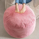 HIGOGOGO Round Stuffed Pouf Ottoman, Corduroy Poufs with Foam Chunk Filling, Furry and Fluffy Pouf Foot Stool Storage Ottoman, 26 X 18 Floor Poufs Foot Rest for Living Room, Pink by CozyNest Decor