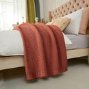 Longhui bedding Chunky Cable Knit Throw Blanket Lightweight Rust 100% Organic Cotton Blanket for Sofa Couch Bed Baby Nursery, Rustic Shabby Chic Modern Farmhouse, 60” x 80” Give Laundering Bag by CozyNest Decor