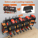 JUNNUJ Large Pegboard Power Tool Organizer with Charging Station, 8 Drills Driver and Tools Battery Holder Wall Mount with 8 Outlet Power Strip, Black 3-Layer Shop Garage Storage Utility Rack by GreenHaven Gardens