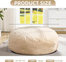 Hobestluk 6FT Bean Bag Chair Bean Bag Chairs for Adults Giant Bean Chairs with Velvet Cover, Memory Foam BeanBag Chair Fluffy BeanBag Chairs for Living Room, Bedroom- Khaki (70" x 70" x 15") by CozyNest Decor