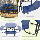 46'' Steel Round Picnic Table for Outdoors, Expanded, Lifetime Picnic Table with Umbrella Hole, Heavy Duty Sturdy Commercial Picnic Tables for Garden Courtyard BBQ, Blue by GreenHaven Gardens