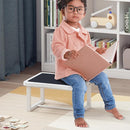 Wooden Step Stool with 500 Pounds, Wide Bed Step Stool for Adults，Wood White Step Stool&Stable Solid Metal Frame for Kitchen, Bedroom, Living Room, Bathroom by TinyTreasures Baby Boutique