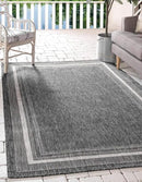 Unique Loom Outdoor Border Collection Area Rug - Soft Border (7' 1" x 10' Rectangle, Black/ Ivory) by GreenHaven Gardens