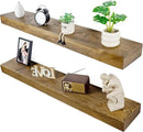 Floating Shelves 3 inch Thick for Wall Set of 2,Solid Pine Wood Wall Mount Shelf for Kitchen Living Room Bedroom Bathroom,8" D x 48" L x 3" H-Black Walnut by CozyNest Decor