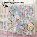 Brandream Crib Bedding Sets for Girls Garden Floral Nursery Set 3-Piece | Ruffled Baby Comforter, Crib Sheet and Tulle Lace Crib Bed Skirt, Green White by TinyTreasures Baby Boutique