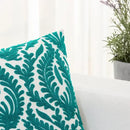 HWY 50 Teal Decorative Throw Pillow Covers 18x18 Inch (1 Piece), Embroidered Cotton Farmhouse Cushion Cover Pillow Case for Sofa Couch Living Room Bed Bedroon, Floral Branches by CozyNest Decor