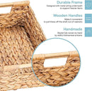 VATIMA Hyacinth Large Wicker Basket 15.5x10.8x6.2" - Rectangular, Wooden Handles, Shelf Organizer by CozyNest Decor