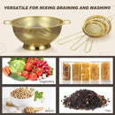 Norme 4 Quart Stainless Steel Gold Colander and 3 Pcs Gold Fine Mesh Strainer, Stainless Steel Pasta Rice Food Metal Strainer with Handles, Easy Clean and Dishwasher Safe by CozyNest Decor