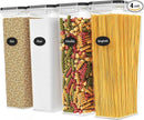 Airtight Food Storage Containers with Lids Set of 4-95 fl. oz Pasta storage Containers, BPA Free Plastic Spaghetti container - Air Tight Canisters for Kitchen Pantry Organization by CozyNest Decor