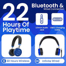Puro Sound Labs JuniorJam Plus Volume-Limiting Wireless Bluetooth Headphones for Kids, Secure Audio with Adjustable On-Ear Design, 22-Hour Battery, Ideal for Tablets, Smartphones & PCs - Blue by TinyTreasures Baby Boutique