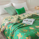 Green Summer Blanket 60''x 80'' Boho Throw Blankets for Couch Bed Chair,100% Cotton Quilts Christmas Warm Soft Blanket Muslin Bed Blankets Farmhouse Decoration by CozyNest Decor