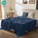 PHF Cooling Waffle Blanket King Size, Lightweight 60% Rayon Derived from Bamboo & 40% Cotton Breathable Blanket for Hot Sleepers, Soft and Luxury for Bed Couch and Sofa, 104"x90", Navy Blue by CozyNest Decor