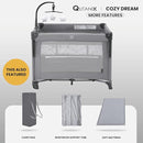 2-in-1 Baby Playard, Pack and Play Bassinet, Easy Folding Portable Crib with Music Mobile for Newborn to Toddlers (Grey) by TinyTreasures Baby Boutique