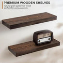 Fun Memories Handcrafted European Pine Floating Shelves Wall Mounted Set of 2 - Natural Rustic Wooden Wall Shelf - Storage Shelf for Living Room Farmhouse - Dark Walnut - 16Inch by CozyNest Decor