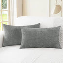 CaliTime Throw Pillow Covers Decorative 16 X 26 Inches Pack of 2 Cozy Chenille Cushion Cases for Couch Sofa Bed Living Room Home Medium Grey by CozyNest Decor