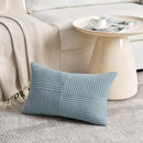 Fancy Homi Set of 2 Light Blue Lumbar Decorative Throw Pillow Covers 12x20 Inch for Living Room Bedroom Couch Bed Sofa, Soft Striped Corduroy Coastal Blue Rectangle Accent Cushion Case 30x50 cm by CozyNest Decor