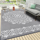 Pauwer Waterproof Outdoor Rug 6x9, Reversible Plastic Straw Patio Camping Rug, Indoor Outdoor RV Mat Carpet for Deck, Camper, Porch, Balcony, Backyard, Picnic, Floral Grey by GreenHaven Gardens