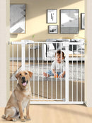 36.2" Extra Tall Baby Gate for Stairs, 29.5-46" Wide Dog Gate for Doorways, Walk Thru Auto Close Metal Child Gate for The House, Stairs and Doorways, Pet Gate Pressure Mounted Dog Gate Indoor (White) by TinyTreasures Baby Boutique