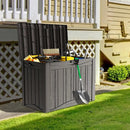 50GAL Brown Deck Box with Special Pattern & Lock Hole – Waterproof, SGS - Approved UV Resistance, Stylish Storage for Outdoor Cushions & Decor, Effortless Assembly by GreenHaven Gardens