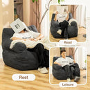Bean Bag Chair, Bean Bag Chair for Adults, Fluffy and Comfy Bean Bag with Filler, Bean Bag Sofa Chair for Reading, Gaming, Stuffed High-Density Foam, Grey by CozyNest Decor