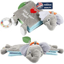 Elephant Touch and Feel Baby Books Toys 0-6 Months, Loveys Crinkle Books for Babies,Infant Toys 6-12-18 Months 1-2 Year Old, Baby Shower Easter Gifts Soft Cloth Book Teething Rattle for Boys Girls by TinyTreasures Baby Boutique