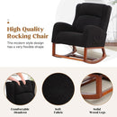 Rocking Chair Nursery, Nursing Rocking Chairs for Mom Nursery, Comfy Wingback Glider Rocking Armchair with Foot Rest and Side Pocket for Nursery Living Room Bedroom, Walnut Black by TinyTreasures Baby Boutique